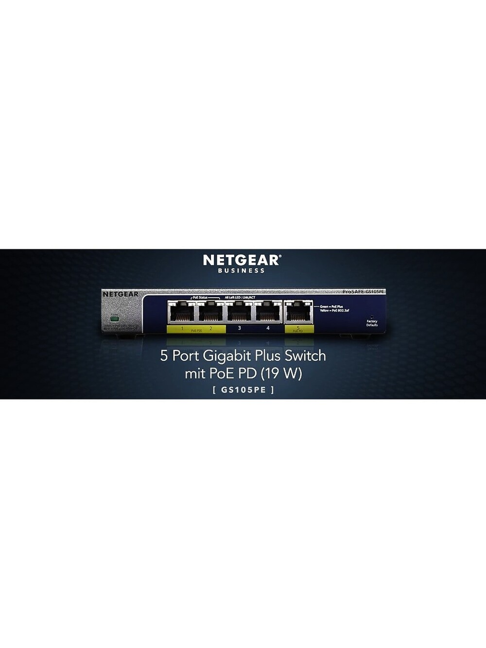 NETGEAR ProSAFE GS105PE 5 Port PD Powered / Passthrough Gigabit Web Managedβ¦
